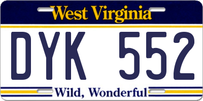 WV license plate DYK552