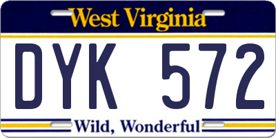 WV license plate DYK572