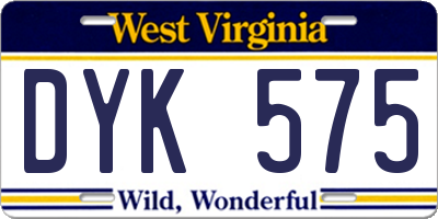 WV license plate DYK575