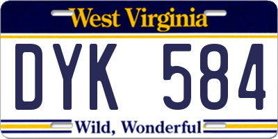 WV license plate DYK584