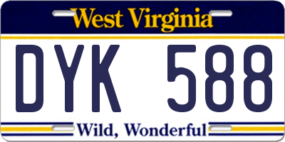 WV license plate DYK588