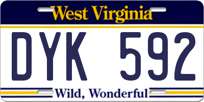 WV license plate DYK592