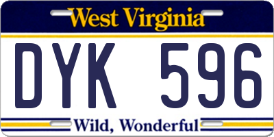 WV license plate DYK596