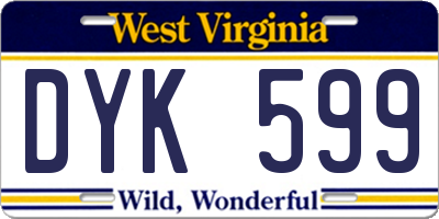 WV license plate DYK599