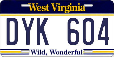 WV license plate DYK604