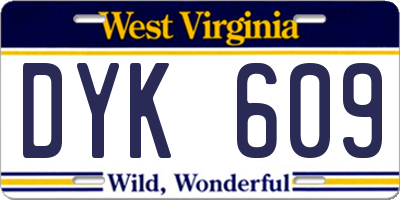 WV license plate DYK609