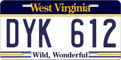 WV license plate DYK612