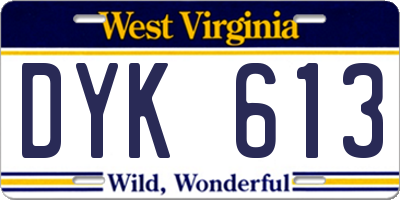 WV license plate DYK613