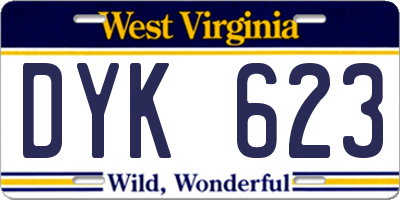 WV license plate DYK623