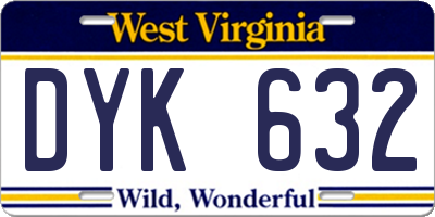 WV license plate DYK632