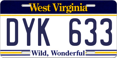 WV license plate DYK633
