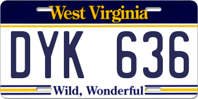WV license plate DYK636