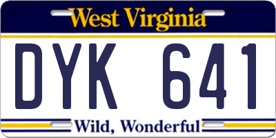 WV license plate DYK641