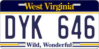 WV license plate DYK646
