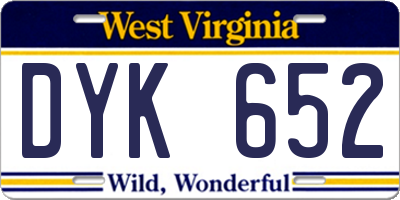 WV license plate DYK652