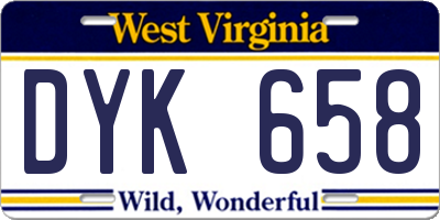 WV license plate DYK658