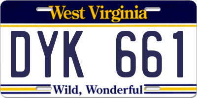 WV license plate DYK661