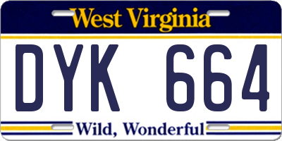 WV license plate DYK664