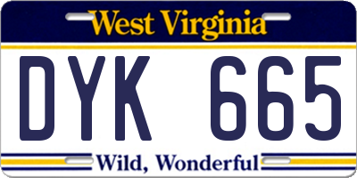 WV license plate DYK665