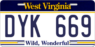 WV license plate DYK669