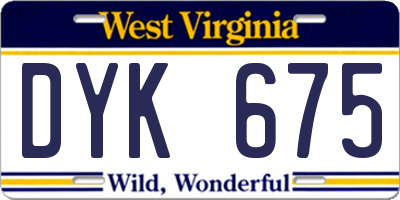 WV license plate DYK675