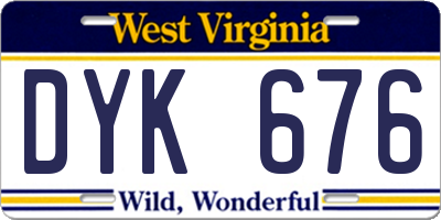 WV license plate DYK676