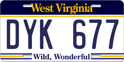 WV license plate DYK677