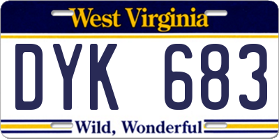 WV license plate DYK683