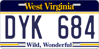 WV license plate DYK684