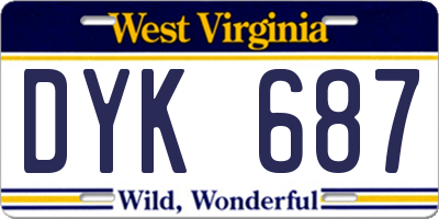 WV license plate DYK687