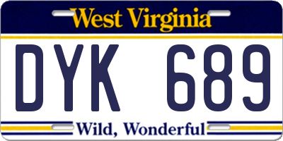 WV license plate DYK689