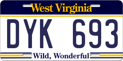 WV license plate DYK693