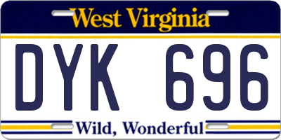 WV license plate DYK696