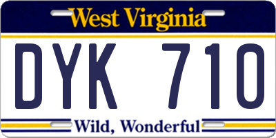 WV license plate DYK710
