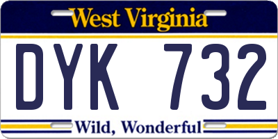 WV license plate DYK732