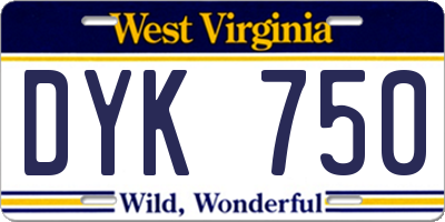 WV license plate DYK750