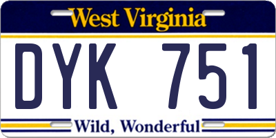 WV license plate DYK751