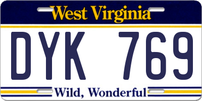 WV license plate DYK769