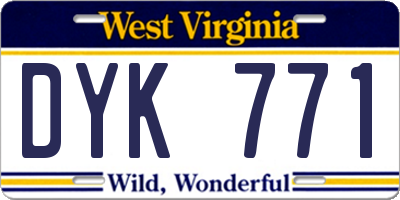 WV license plate DYK771