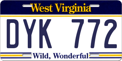 WV license plate DYK772