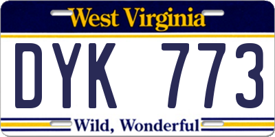 WV license plate DYK773