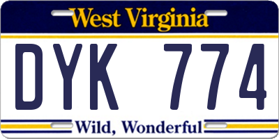 WV license plate DYK774