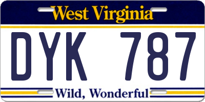 WV license plate DYK787