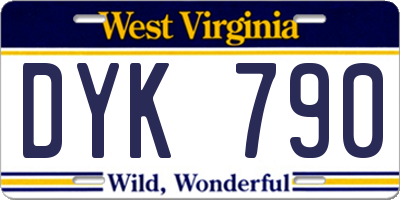 WV license plate DYK790