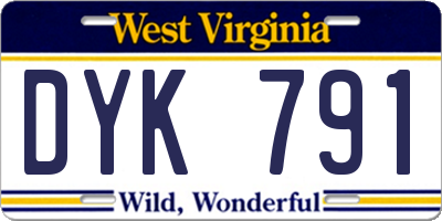 WV license plate DYK791