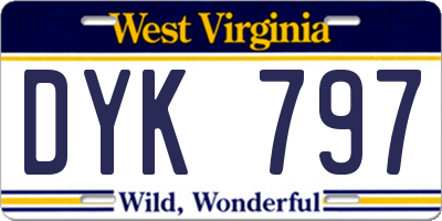 WV license plate DYK797