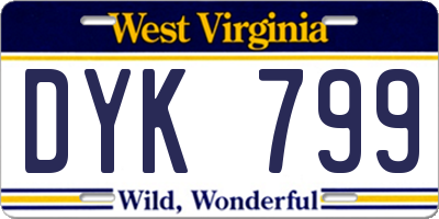 WV license plate DYK799