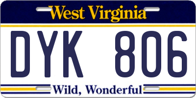WV license plate DYK806