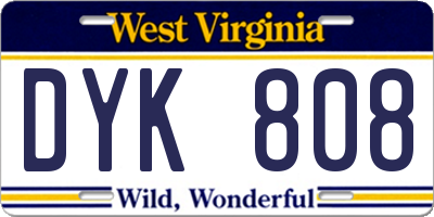 WV license plate DYK808