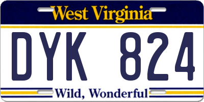 WV license plate DYK824